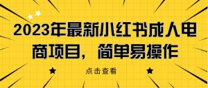 2023年最新小红书成人电商项目,简单易操作【详细教程】网赚项目-副业赚钱-互联网创业-资源整合歪妹网赚